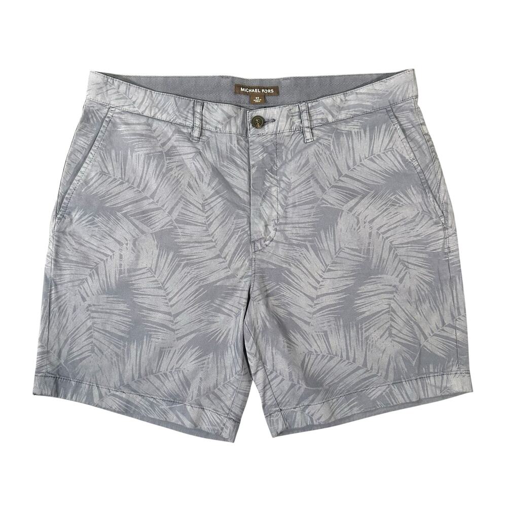 Michael Kors Men's Palm Leaf Print Shorts Blue Size 33